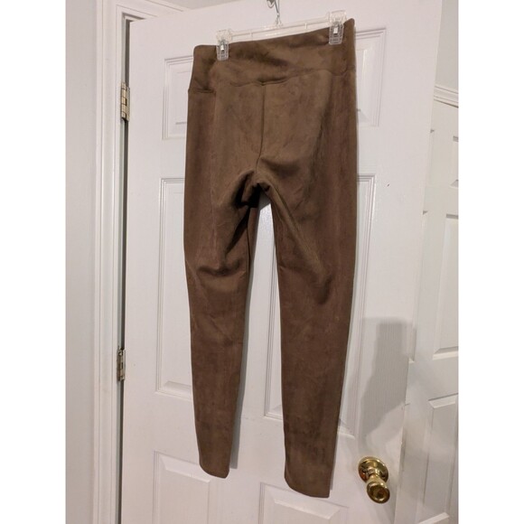 Spanx Assets Faux Suede Caramel Brown Legging Pants Pull On Stretch Large Comfy! - Picture 3 of 5